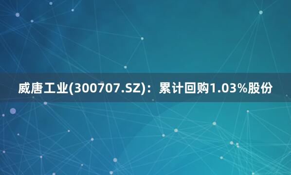 威唐工业(300707.SZ)：累计回购1.03%股份