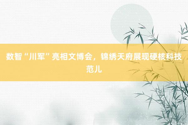数智“川军”亮相文博会，锦绣天府展现硬核科技范儿