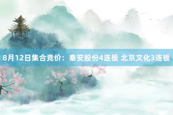 8月12日集合竞价：秦安股份4连板 北京文化3连板