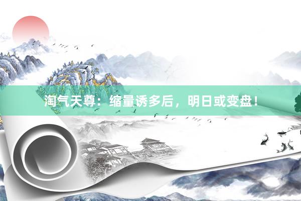 淘气天尊：缩量诱多后，明日或变盘！