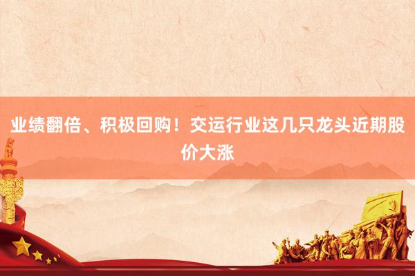 业绩翻倍、积极回购！交运行业这几只龙头近期股价大涨