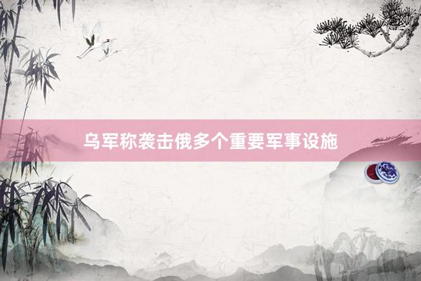 乌军称袭击俄多个重要军事设施