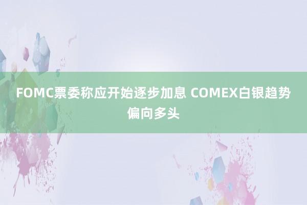 FOMC票委称应开始逐步加息 COMEX白银趋势偏向多头