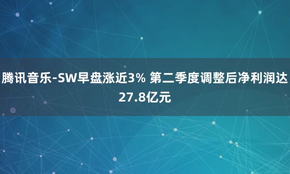 腾讯音乐-SW早盘涨近3% 第二季度调整后净利润达27.8亿元