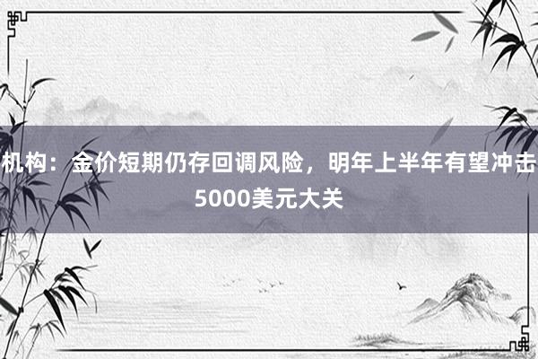 机构：金价短期仍存回调风险，明年上半年有望冲击5000美元大关