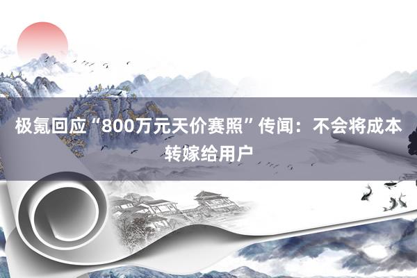 极氪回应“800万元天价赛照”传闻：不会将成本转嫁给用户