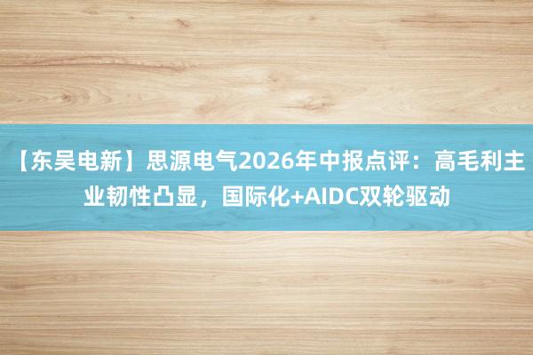 【东吴电新】思源电气2026年中报点评：高毛利主业韧性凸显，国际化+AIDC双轮驱动