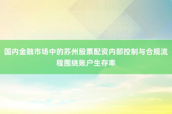 国内金融市场中的苏州股票配资内部控制与合规流程围绕账户生存率