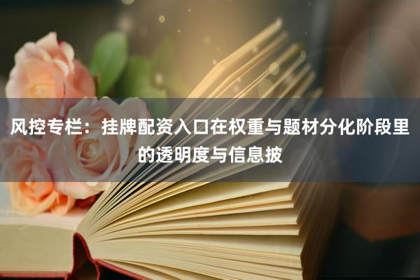风控专栏：挂牌配资入口在权重与题材分化阶段里的透明度与信息披