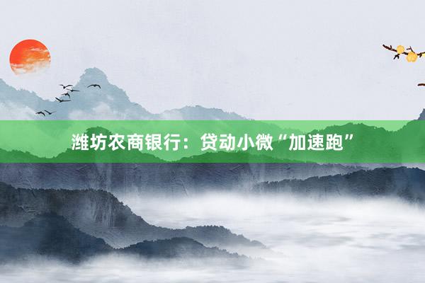 潍坊农商银行：贷动小微“加速跑”