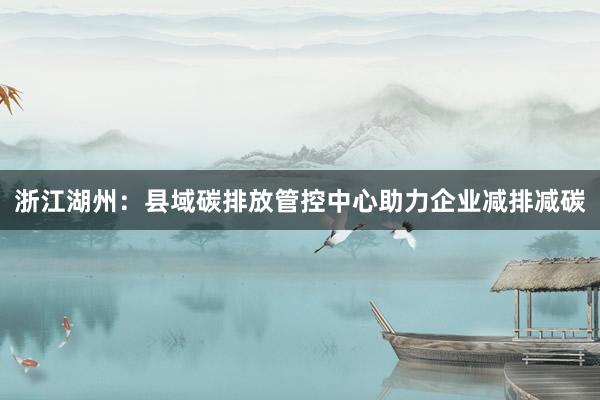 浙江湖州：县域碳排放管控中心助力企业减排减碳