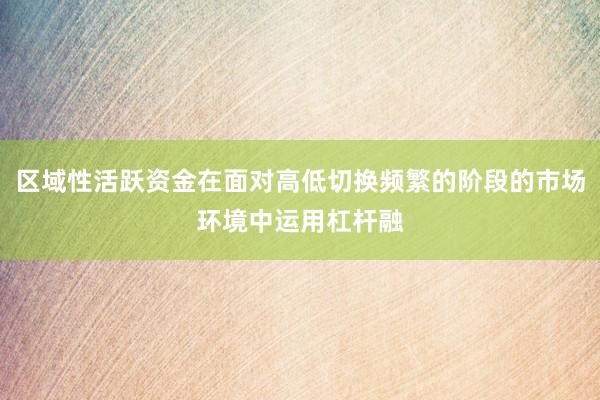 区域性活跃资金在面对高低切换频繁的阶段的市场环境中运用杠杆融