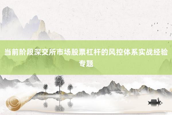 当前阶段深交所市场股票杠杆的风控体系实战经验专题