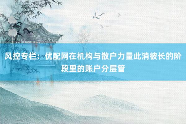 风控专栏：优配网在机构与散户力量此消彼长的阶段里的账户分层管