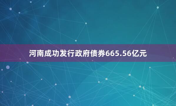 河南成功发行政府债券665.56亿元
