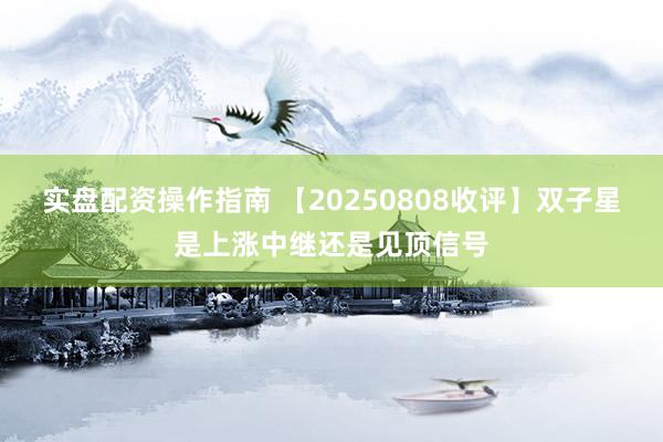 实盘配资操作指南 【20250808收评】双子星是上涨中继还是见顶信号