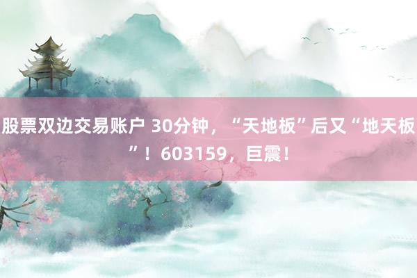 股票双边交易账户 30分钟，“天地板”后又“地天板”！603159，巨震！