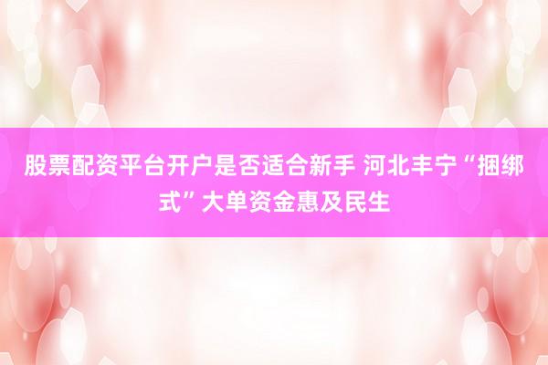 股票配资平台开户是否适合新手 河北丰宁“捆绑式”大单资金惠及民生
