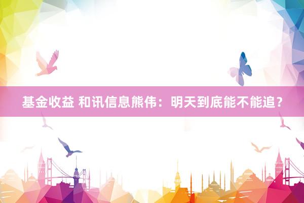 基金收益 和讯信息熊伟:明天到底能不能追?