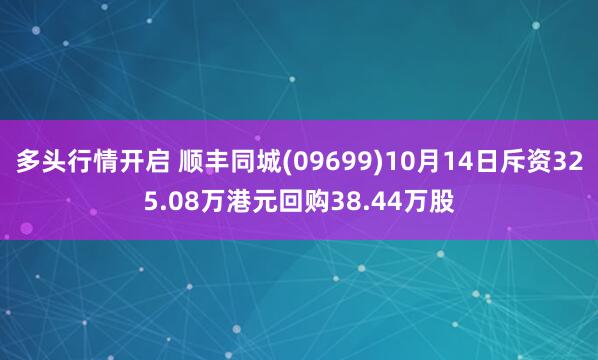 多头行情开启 顺丰同城(09699)10月14日斥资325.08万港元回购38.44万股