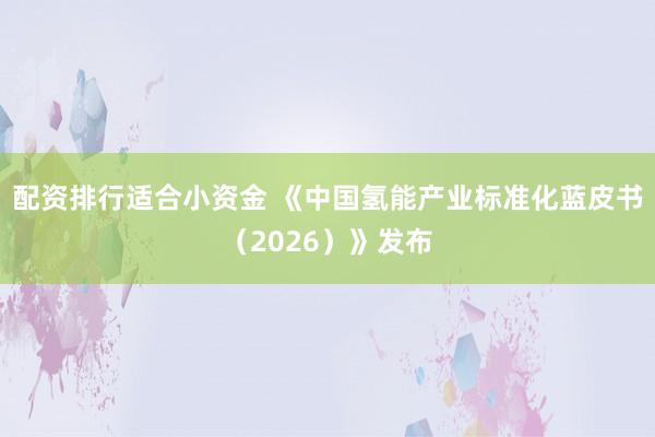 配资排行适合小资金 《中国氢能产业标准化蓝皮书（2026）》发布