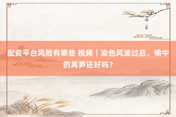 配资平台风险有哪些 视频｜染色风波过后，榆中的莴笋还好吗？